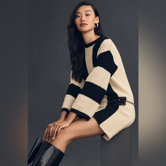 4SI3NNA Long-Sleeve Striped Sweater Mini Dress - Picture 3 of 8